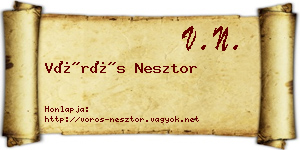 Vörös Nesztor névjegykártya